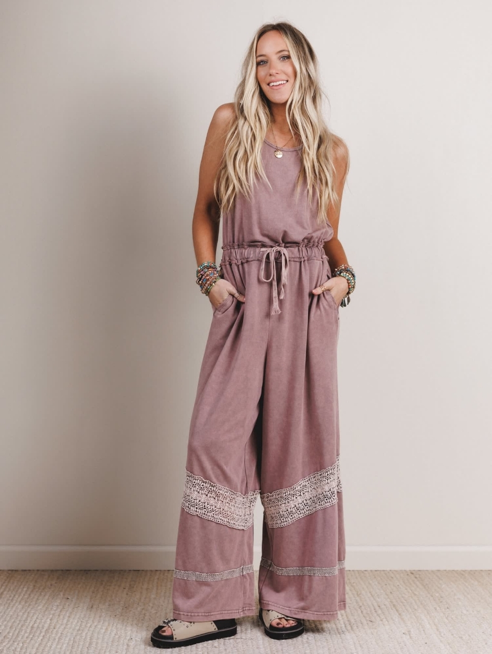Oli and Hali Sedona Country Sunshine Crochet Wide Leg Jumpsuit